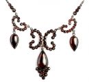 Vintage garnet bow festoon necklace Victorian style with dangling drops