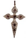 Big Garnet Cross incl. facetted garnet ball chain