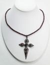 Big Garnet Cross incl. facetted garnet ball chain