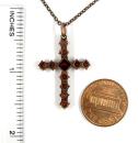 Vintage genuine garnet cross pendant