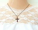 Vintage genuine garnet cross pendant