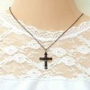 Garnet cross pendant on Silver chain / 14ct rosegoldplated