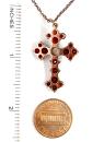 Garnet cross pendant with pearl and chain