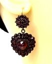 Large pending garnet heart earrings w/14ctgold wire