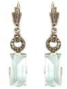Ohrringe mit imit. Rechteckigem Aquamarin + Markasit im Art-Deco-Stil