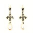 Lilienohrringe mit Perle + Markasit + Perlchen
