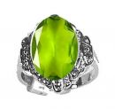 Ring mit imit. ovalem Peridot + Markasit