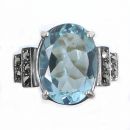 Ring mit oval imit. Aquamarin + Markasit