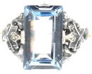 Ring mit  synth.Octagon Aquamarin + Markasit