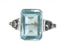 Ring mit imit. Octagon Aquamarin + Markasit